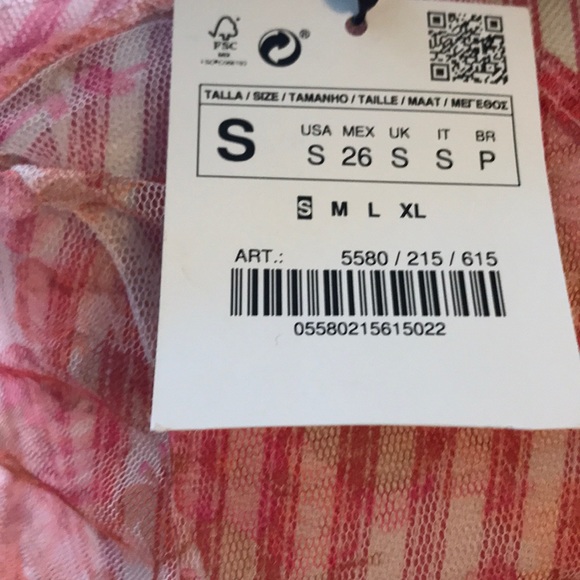 Zara NWT sheer floral blouse with ruched sleeves - Picture 6 of 6